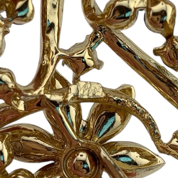 CORO HONORE PASTEL FLORAL BROOCH BY ADOLF KATZ Gold tone Multicolor VTG 1950s 2" - Picture 9 of 11